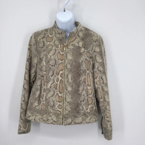 Ruby Rd. Women’s Reptile Embossed Full Zip-Up Jacket Business Casual Size 8 - Picture 1 of 7